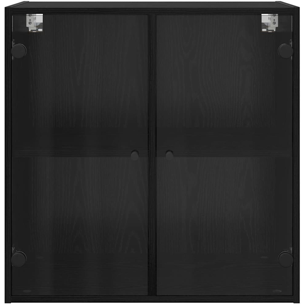 vidaXL 2 Glass Door Black Oak Wall Cabinet Image 4