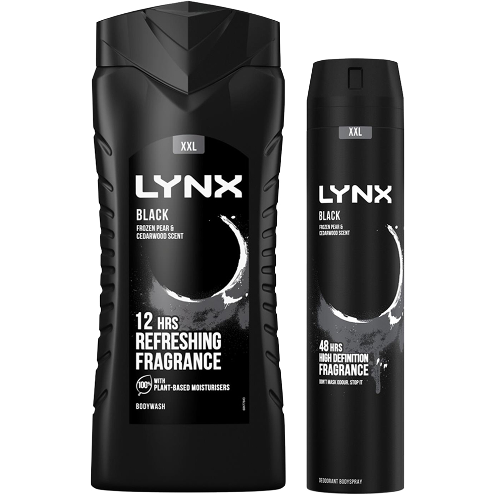 Lynx Black Shower Gel 500ml and XXL Body Spray 250ml Bundle Image 1