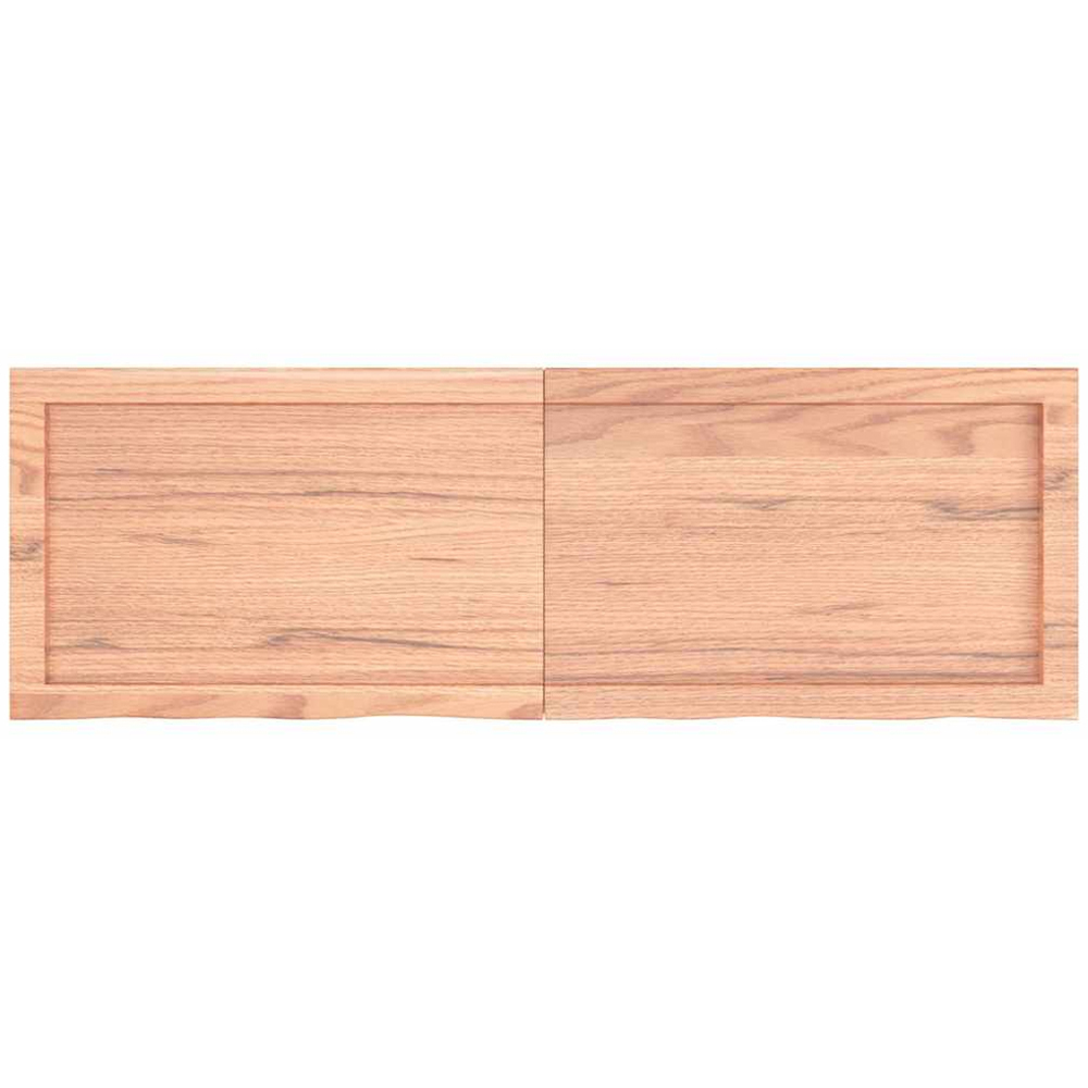 vidaXL 120cm Light Brown Treated Solid Oak Wood Floating Wall Shelf Image 4
