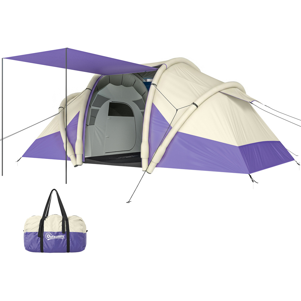 Outsunny 2-4 Person Waterproof Inflatable Camping Tent Purple Image 3
