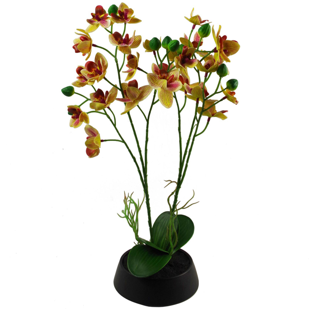 Leaf Large Pink and Yellow Artificial Orchid Plant in Ceramic Planter 43cm Image 1