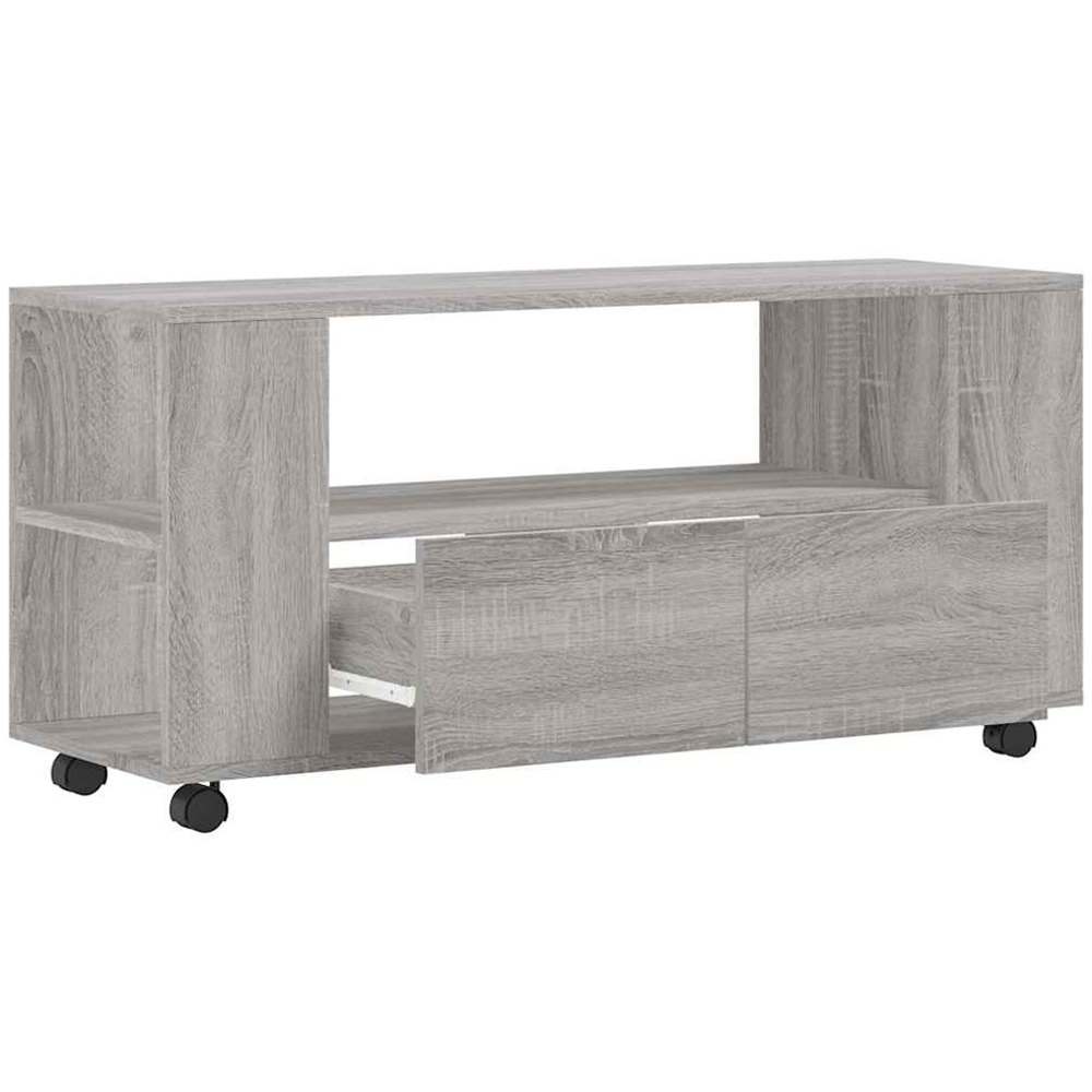 vidaXL 2 Drawer 2 Shelf Grey Sonoma Rolling TV Cabinet Image 5