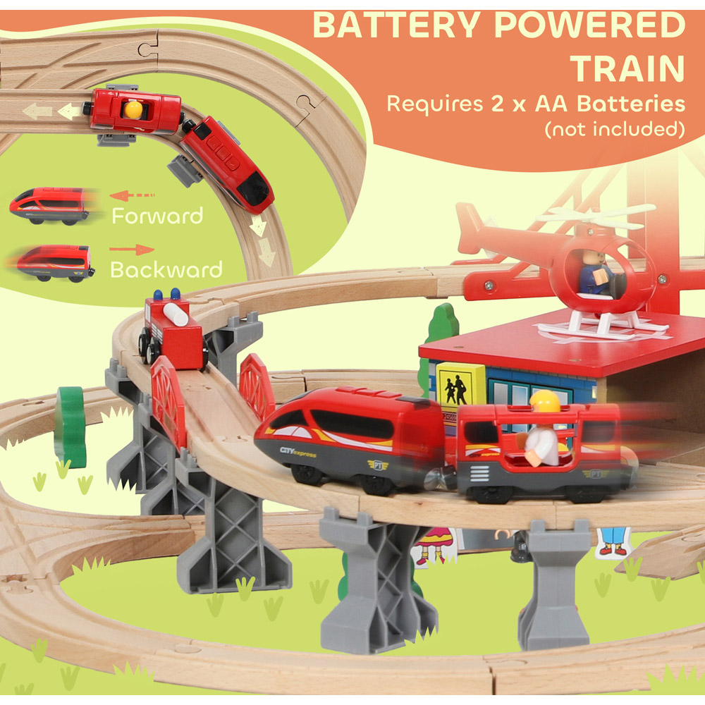 Tommy Toys AIYAPLAY 133 Piece Wooden Toy Train Set with Crane Image 8