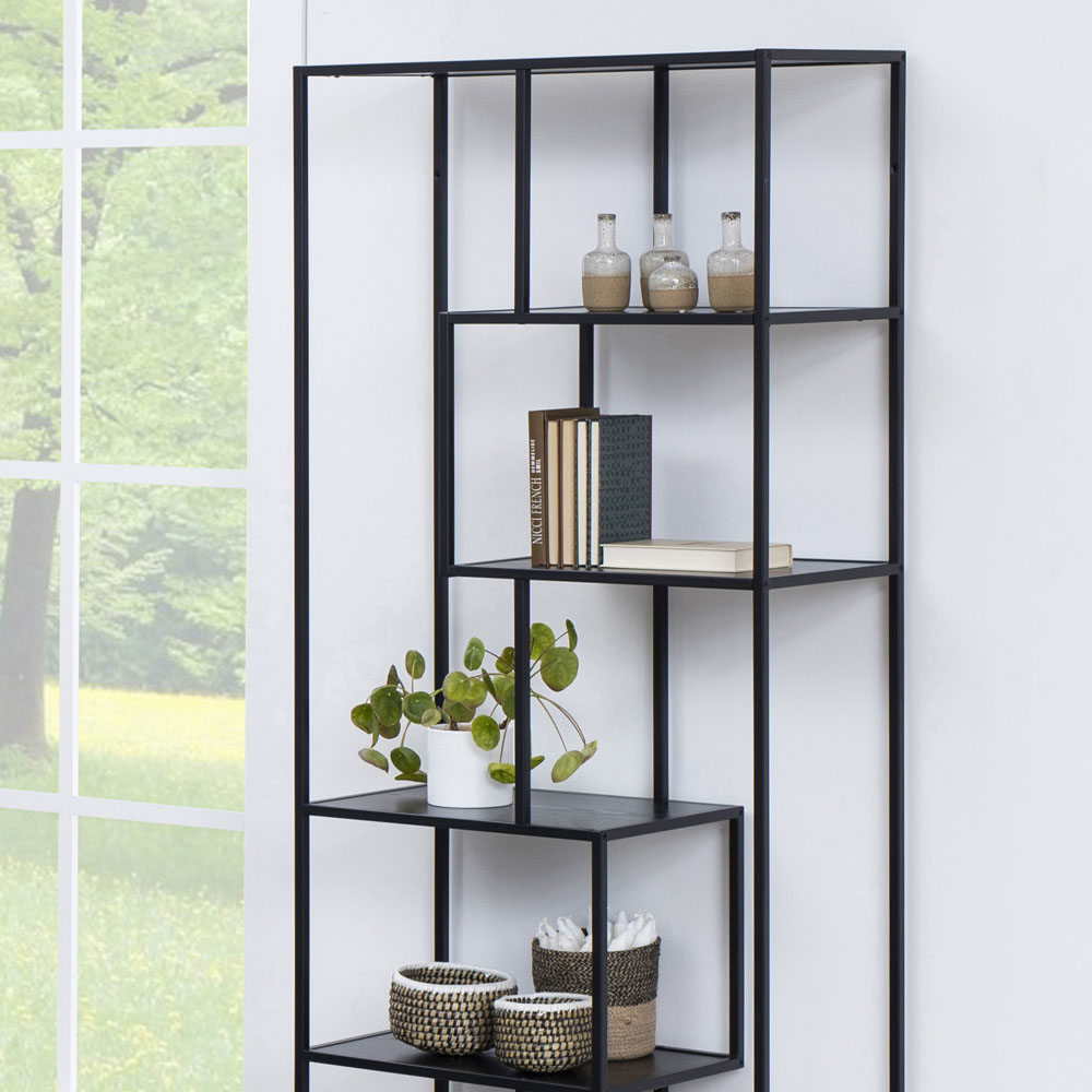 Florence Seaford 5 Shelf Black Metal Bookcase Image 8