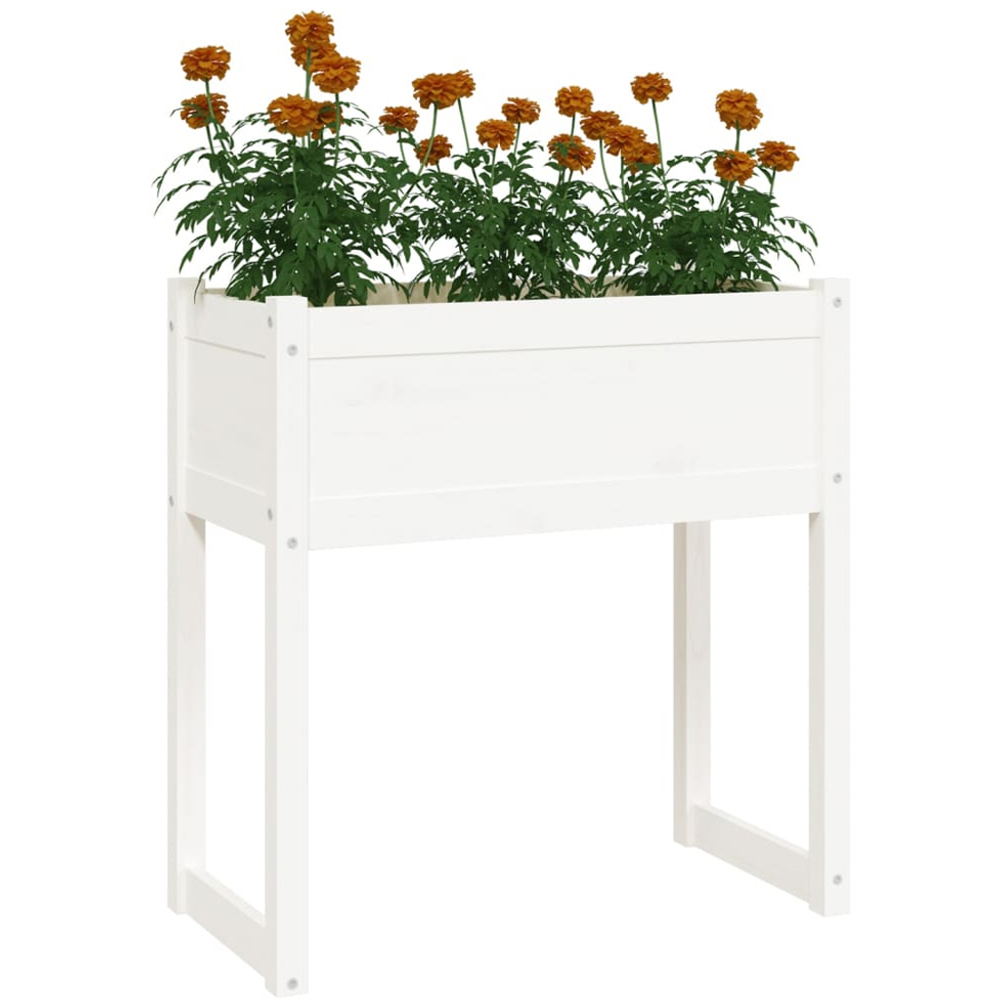 vidaXL White Solid Pine Wood Garden Planter 81 x 78 x 78cm Image 3