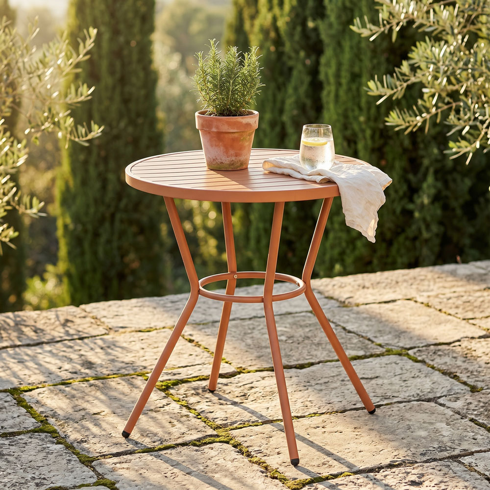 Core Products 2 Seater Terracotta Round Plastic Garden Bistro Table Image 4