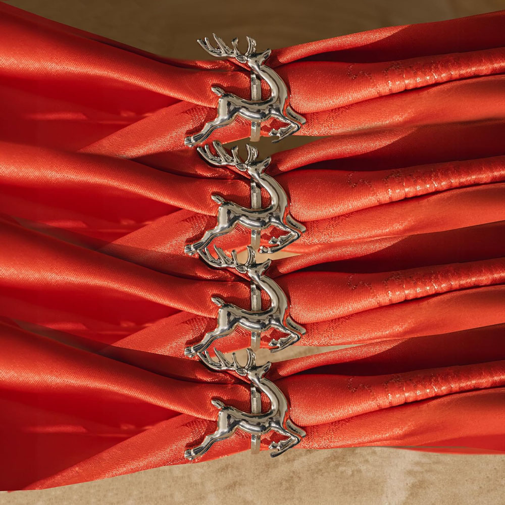 Marco Paul Silver Christmas Stag Napkin Rings Image 5
