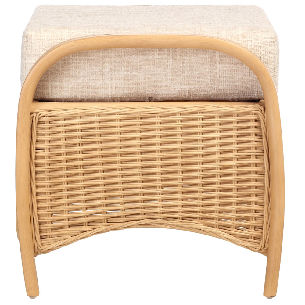 Desser Furniture Centurion Natural Rattan and Cotton Cream Footstool Image 4