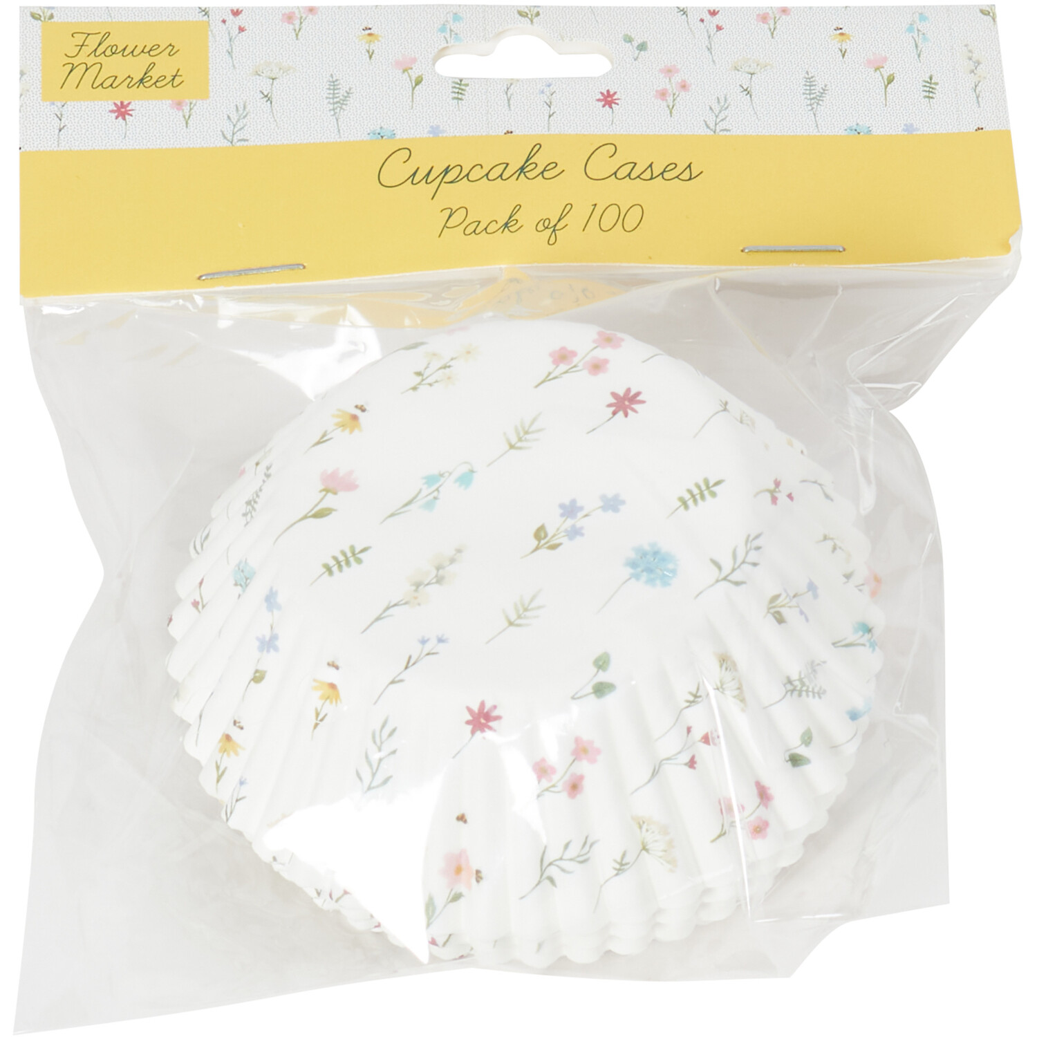 Pack of 100 Flower Market Cupcake Cases - White Image 1