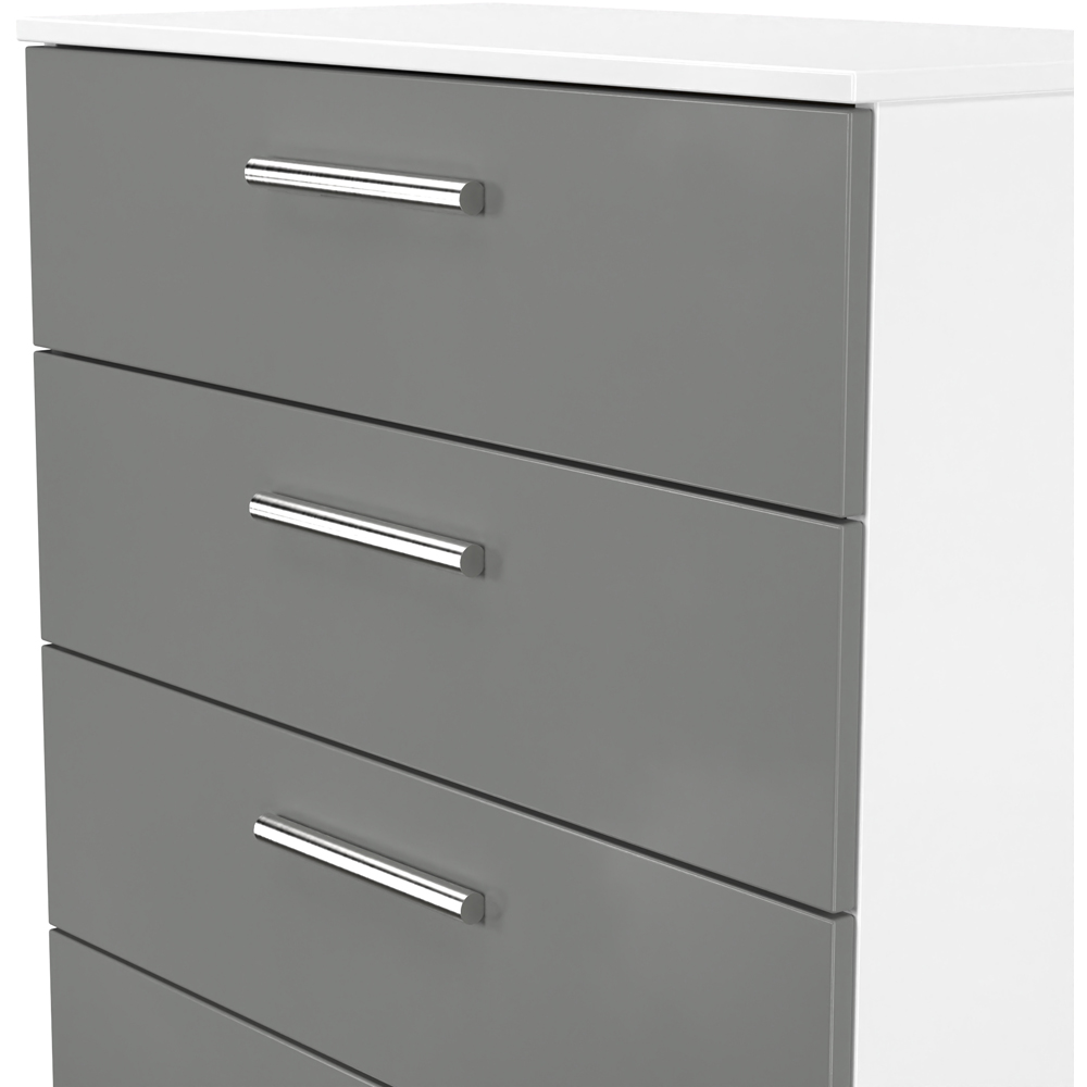 Crowndale Contrast 5 Drawer Dusk Grey and White Chest of Drawers Ready Assembled Image 4