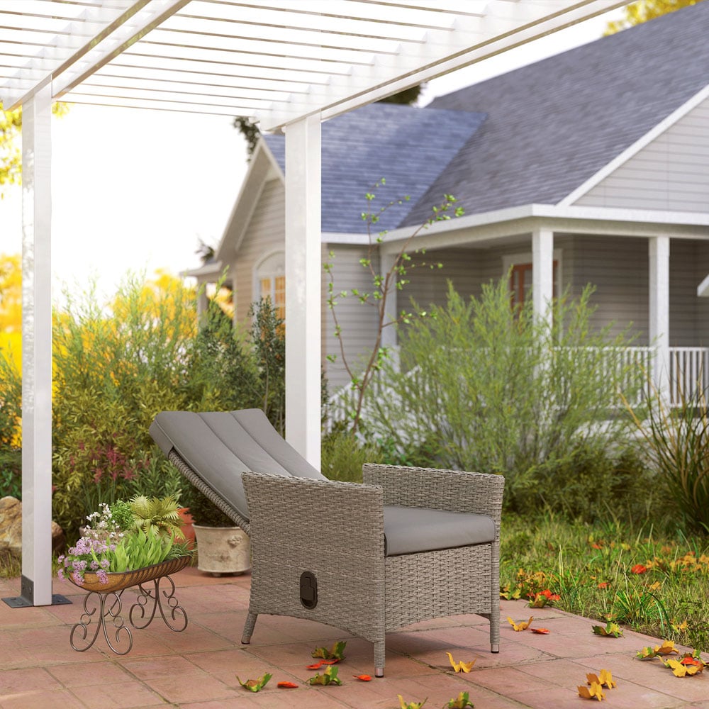 Outsunny Grey Rattan Adjustable Backrest Garden Recliner Chair Image 8