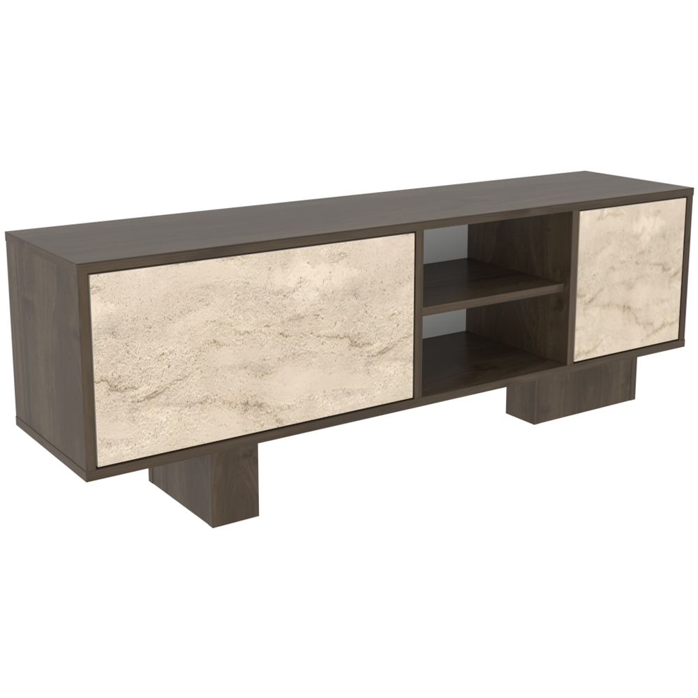 Decorotika Monaco 2 Door 2 Shelf Walnut Traverter TV Unit Image 2