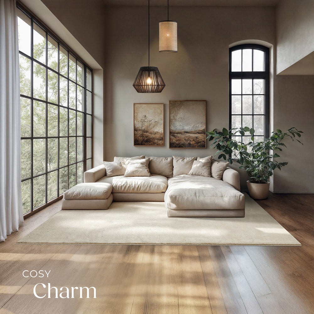 tectake Zonelle Beige Short Pile Ultra Soft Rug 290 x 200cm Image 3