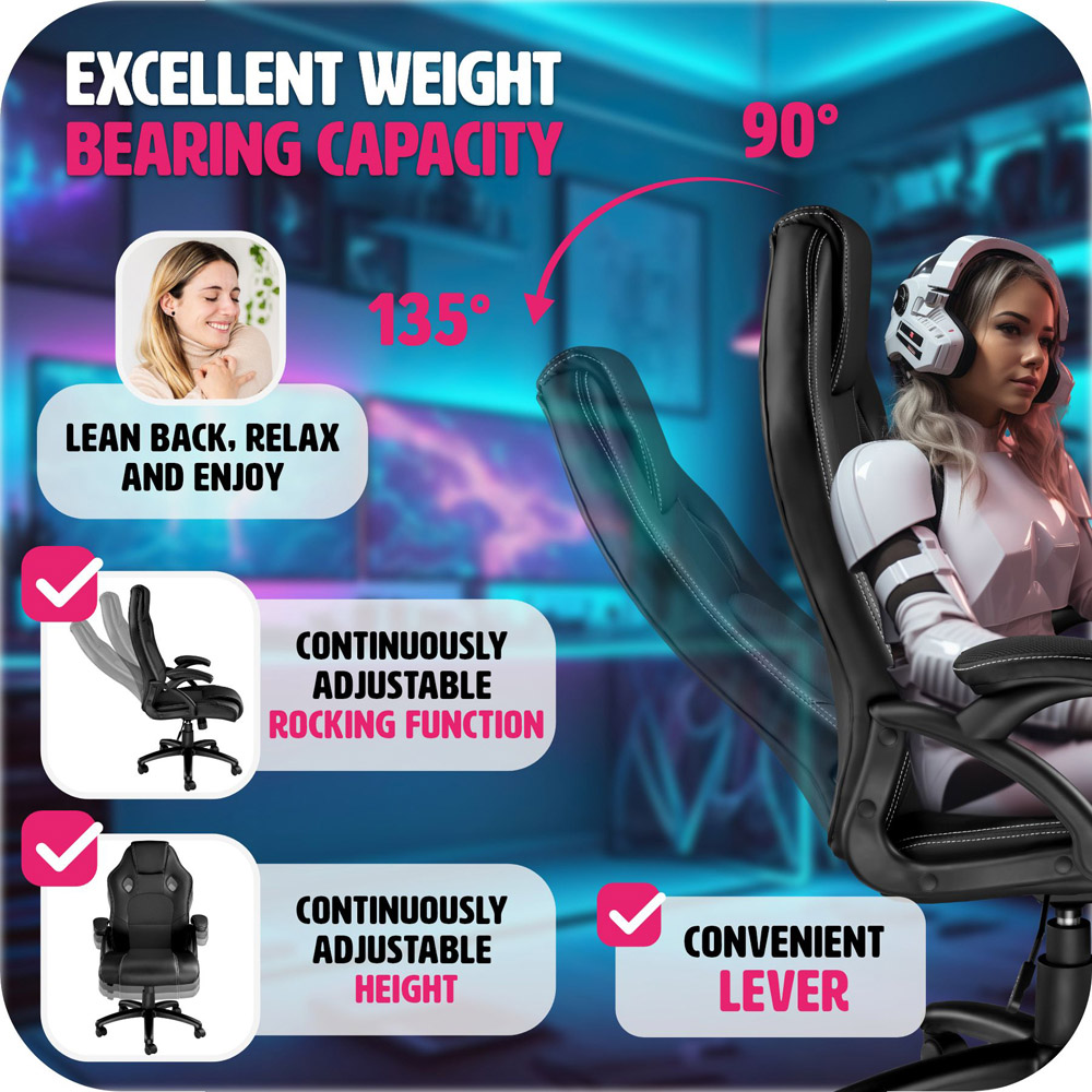 tectake Tyson Black Gaming Chair Image 5