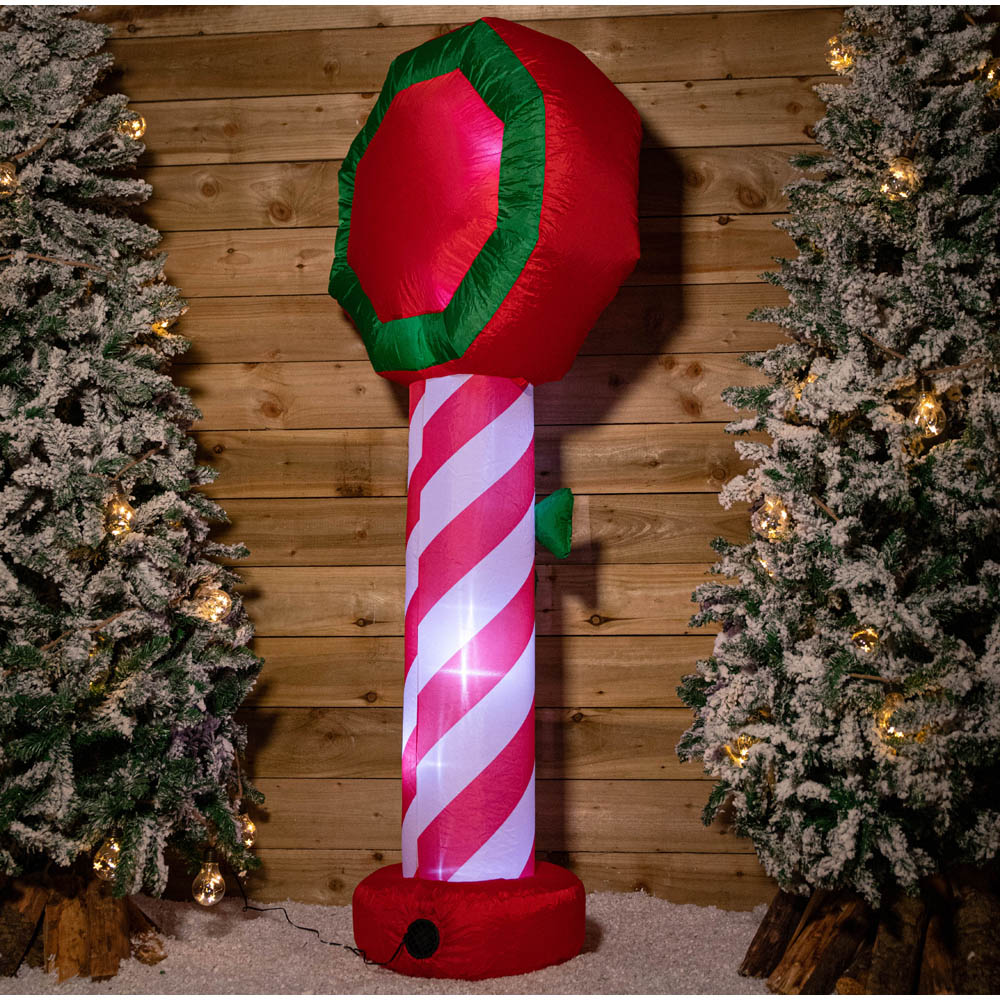 Samuel Alexander Santa Stop Here Sign Light Up Inflatable Christmas Decoration 6ft Image 5