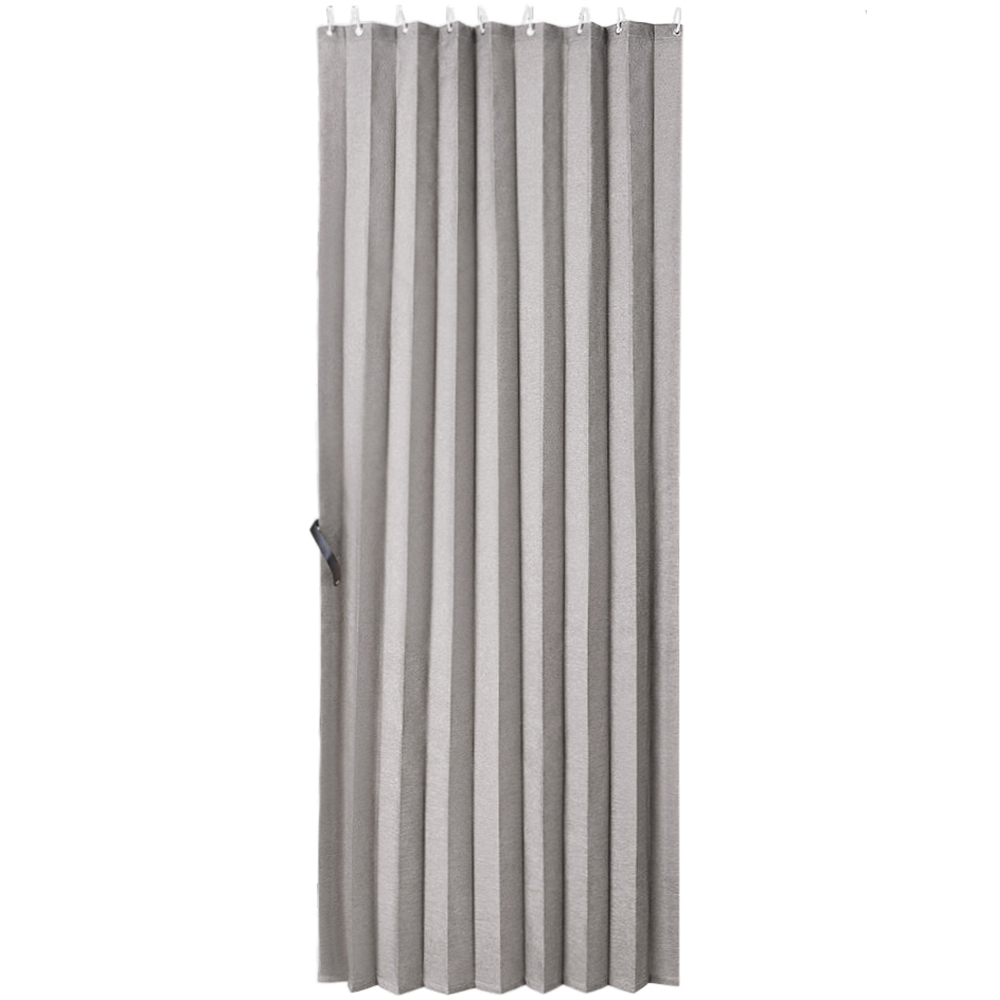 Living and Home Grey Faux Linen Semi-Sheer Pleated Folding Panel Curtain 150 x 200cm Image 2