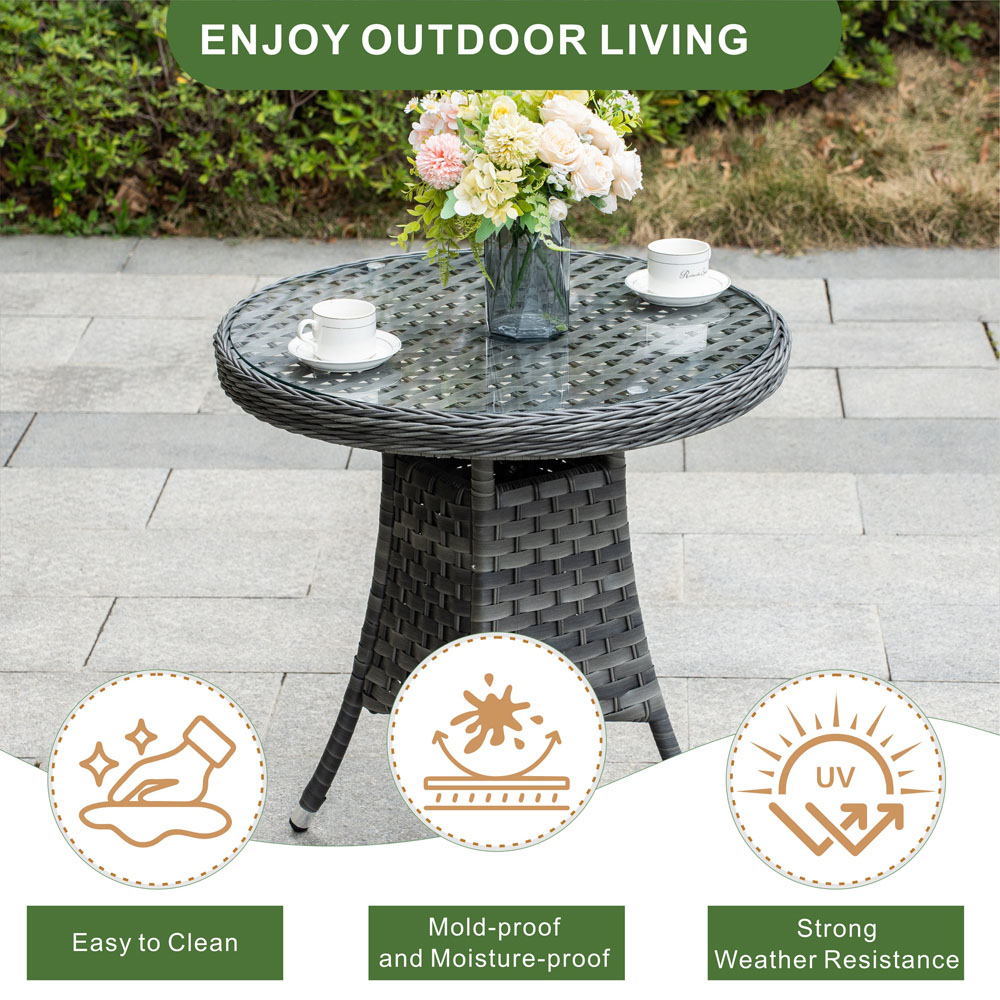 Direct Wicker 2 Seater Grey Garden Aluminium Rattan Bistro Set Image 6