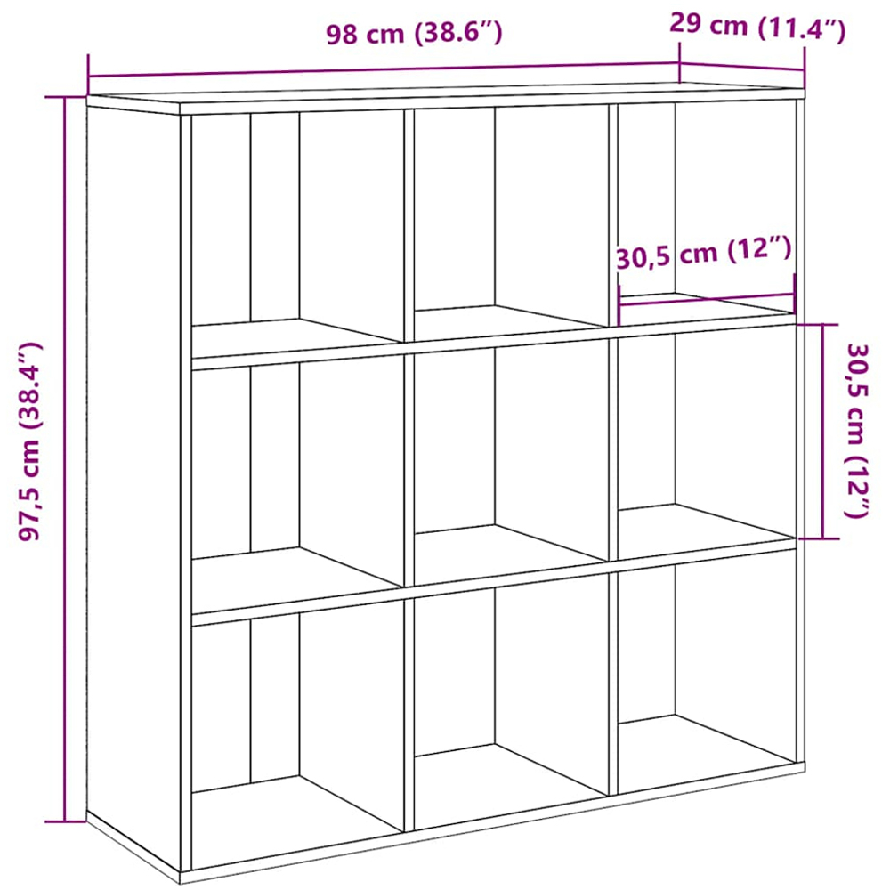 vidaXL 9 Shelf Artisanal Oak Bookcase Image 9