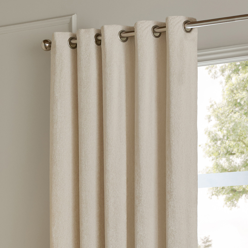 Paoletti Ivory Lustre Velvet Fully Lined Eyelet Curtains 168 x 229cm Image 3