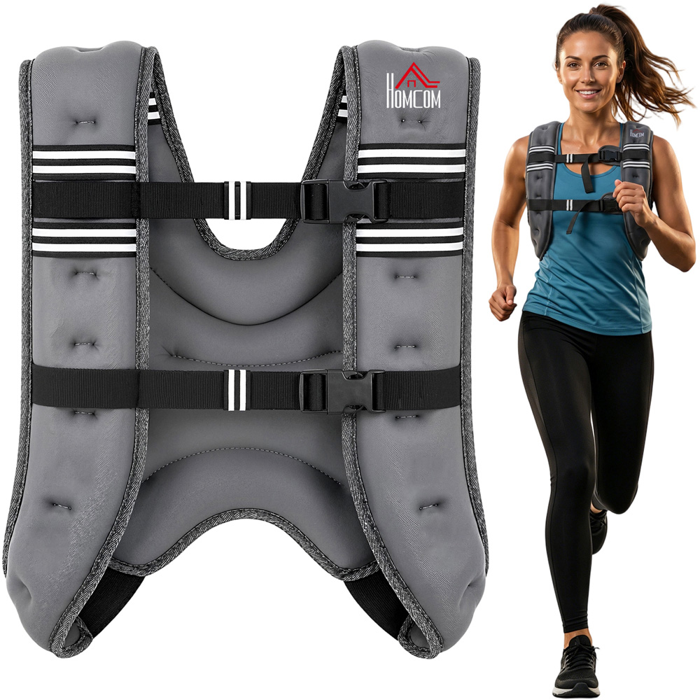 HOMCOM Grey Adjustable Straps Cardio Workout Strength Training Weighted Vest 5kg Image