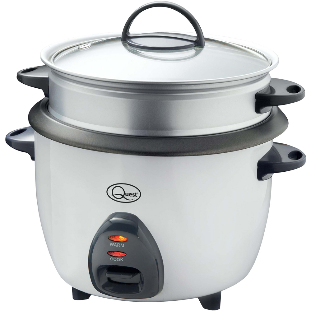 Quest 3 in 1 White 1L Rice Cooker and Steamer 400W Image 1