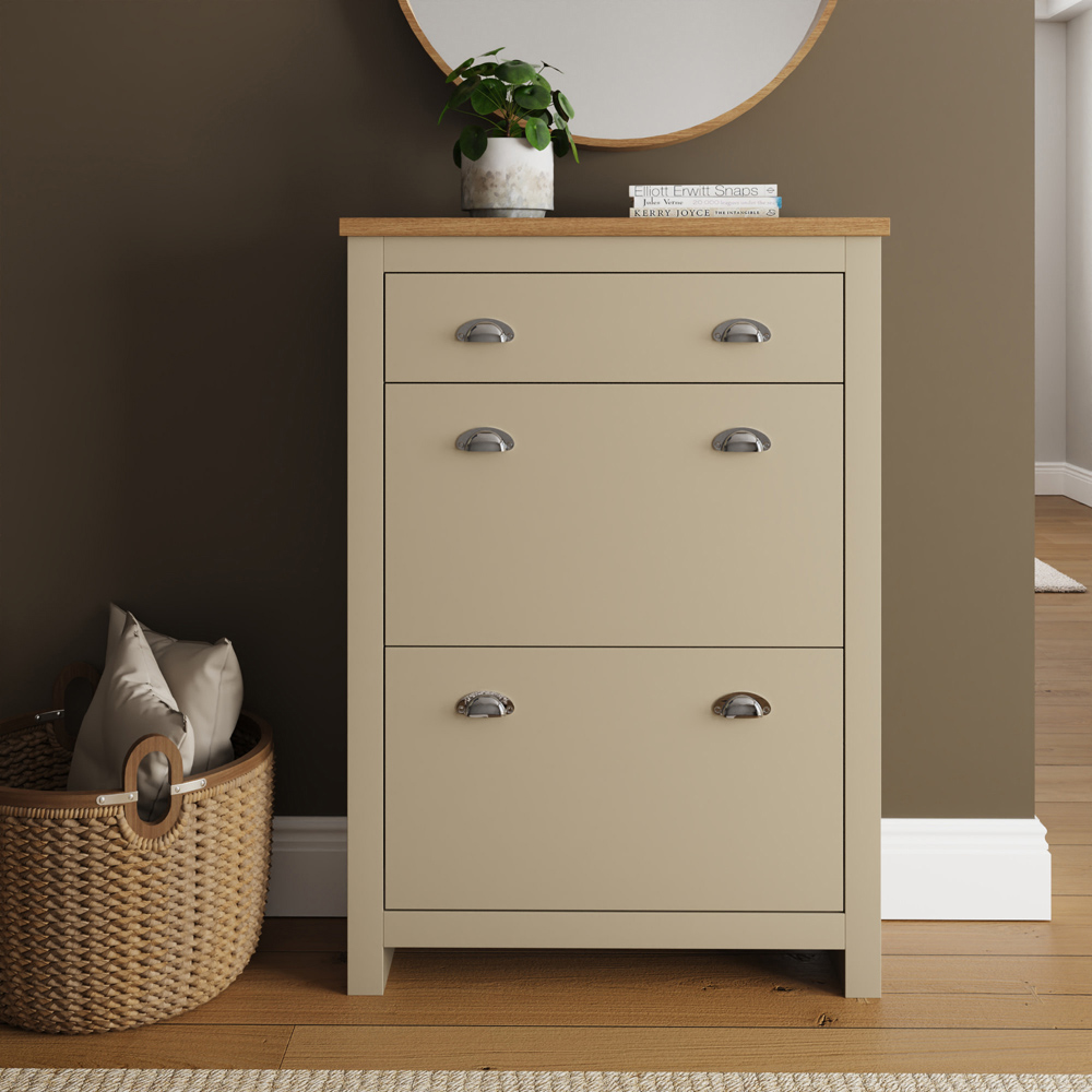 GFW Lancaster Cream 2 Door 1 Drawer Shoe Cabinet Image 6