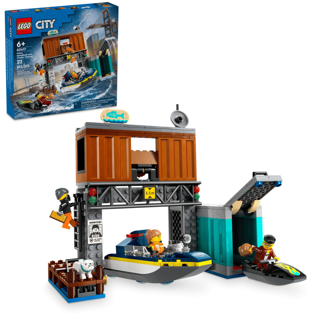 LEGO City 60417 Police Speedboat and Crooks Hideout Building Set 311 Piece Image 7