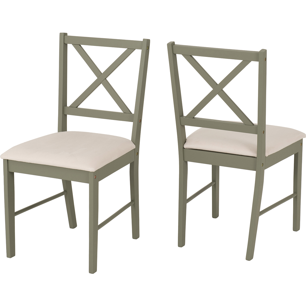 Seconique Balfour 4 Seater Dining Oak Effect Sage Green and Mink Microsuede Image 5