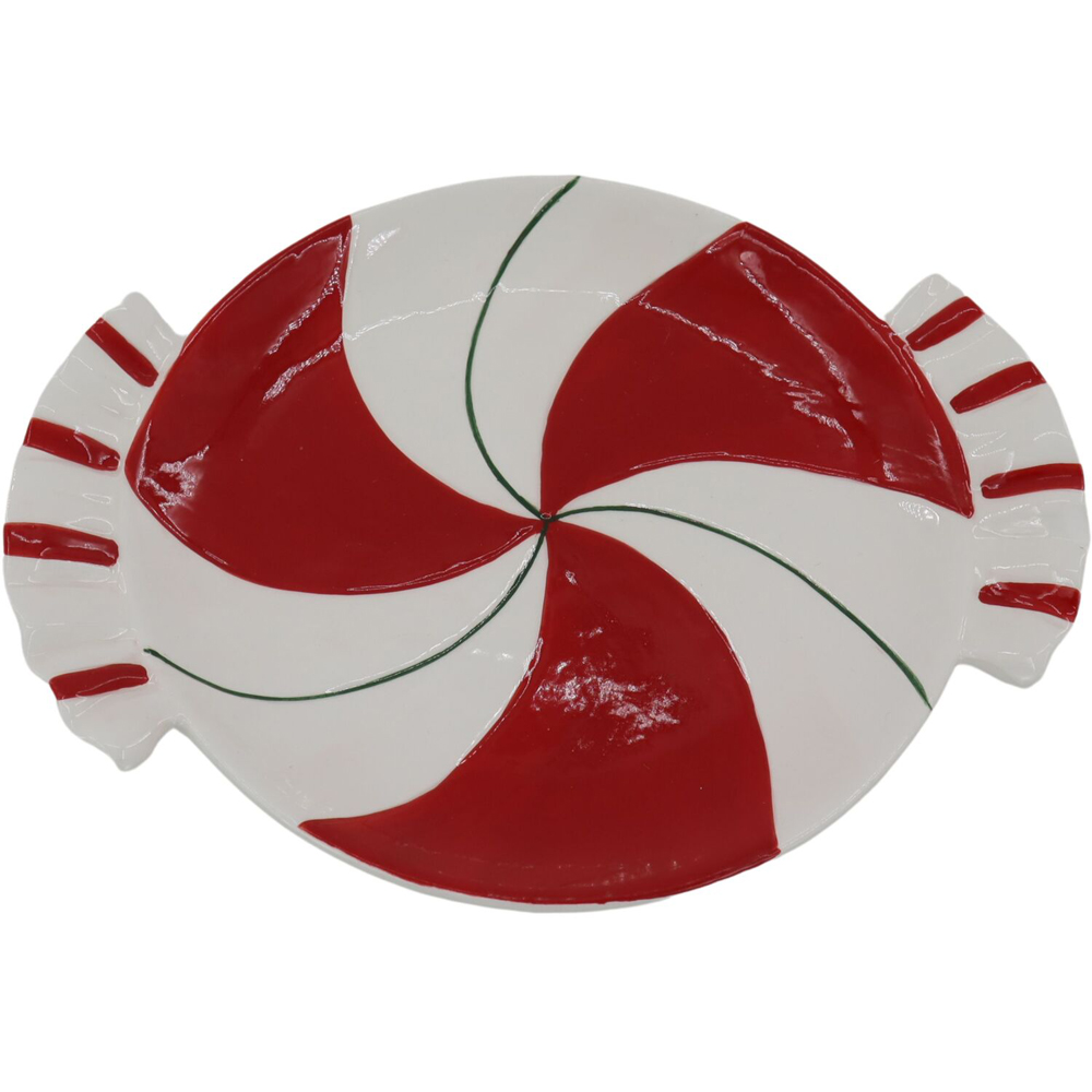 Candy Cane Plate White and Red Image 2