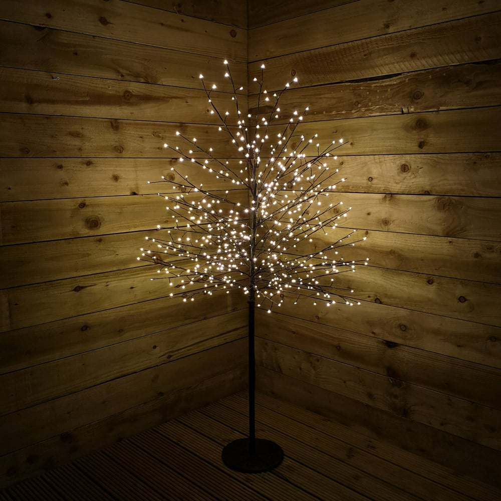 Samuel Alexander Warm White LED Pre Lit Black Micro Dot Blossom Artificial Christmas Tree 5ft Image 1