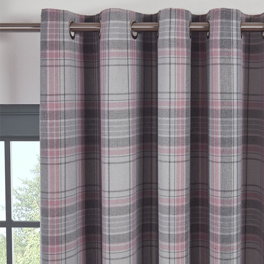 Divante Blush Hatfield Check Blackout Eyelet Curtains 229 x 229cm Image 5