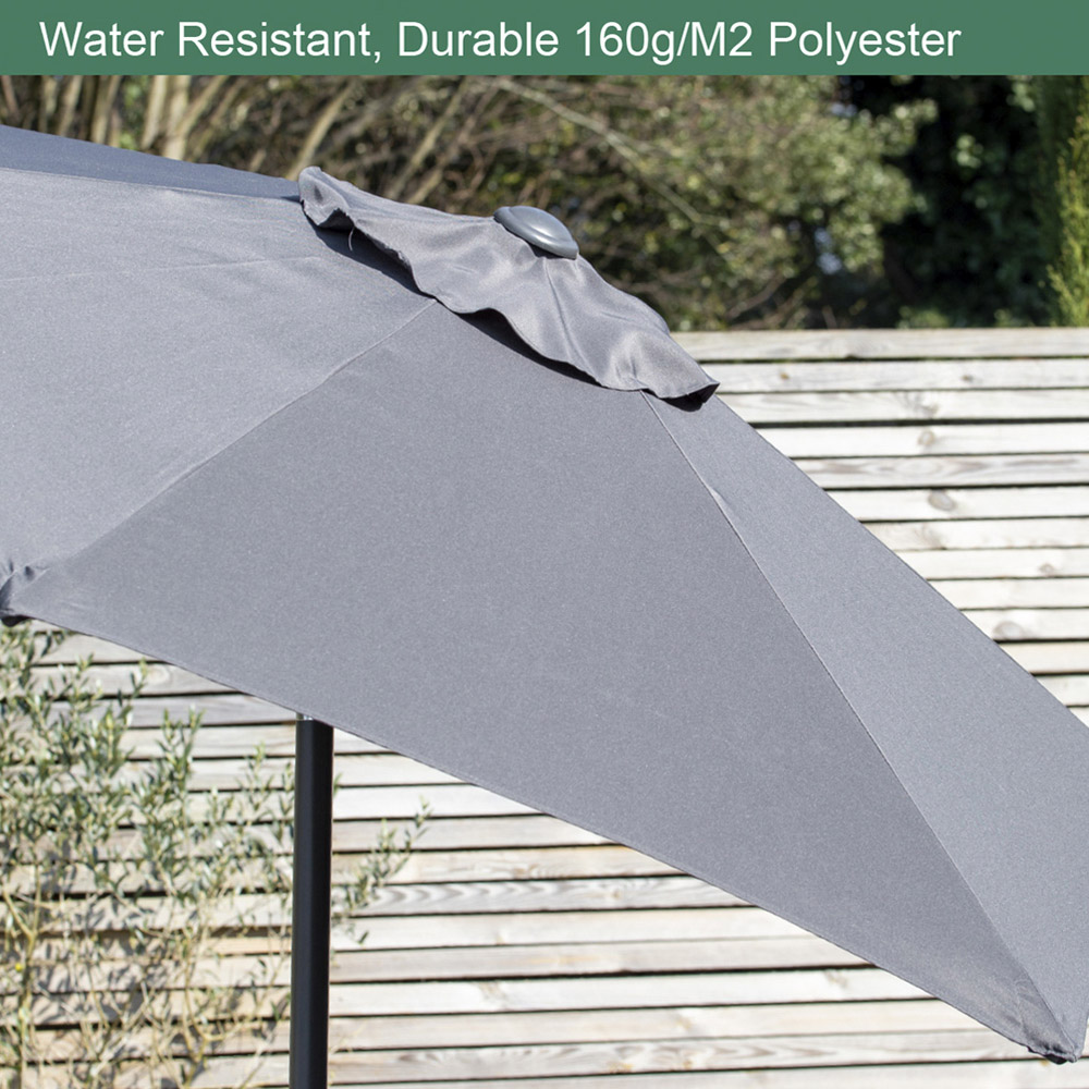 GardenKraft Charcoal 6 Ribs Crank and Tilt Parasol 2m Image 4
