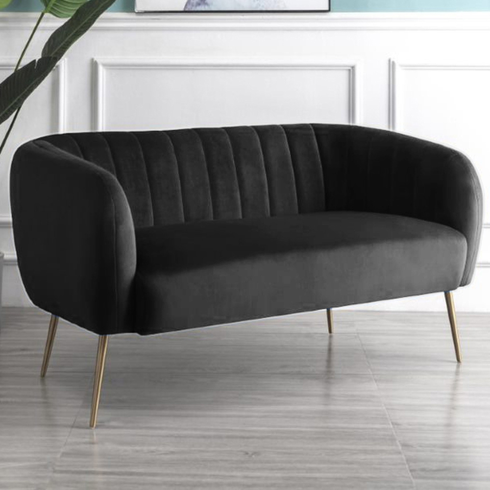 Matilda 2 Seater Black Velvet Sofa Image 1