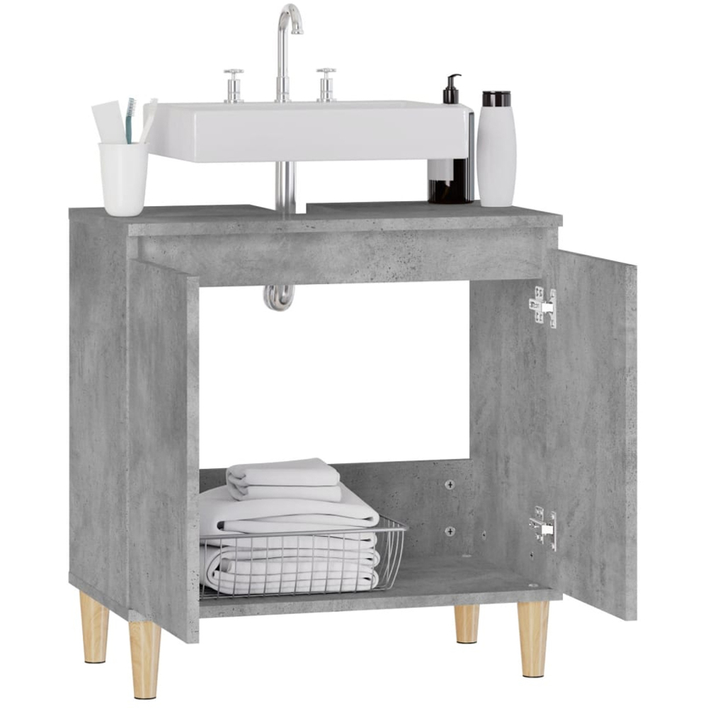 vidaXL 2 Door Concrete Grey Bathroom Sink Cabinet Image 6