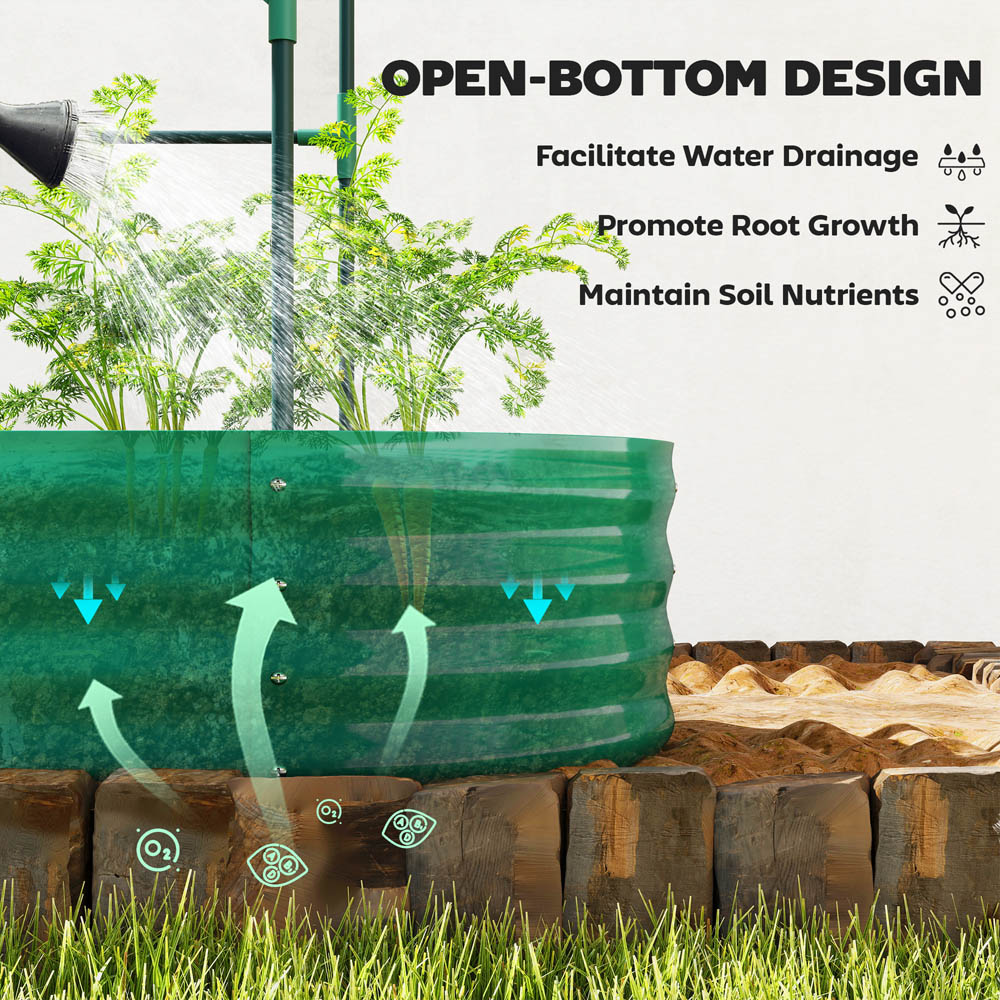 Outsunny Green Galvanised Raised Garden Bed with Trellis 140 x 60 x 120cm Image 4
