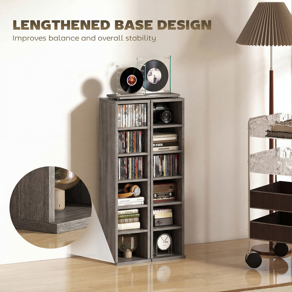 Portland 6 Shelf Distressed Grey Adjustable CD Storage Unit Set of 2 Image 7