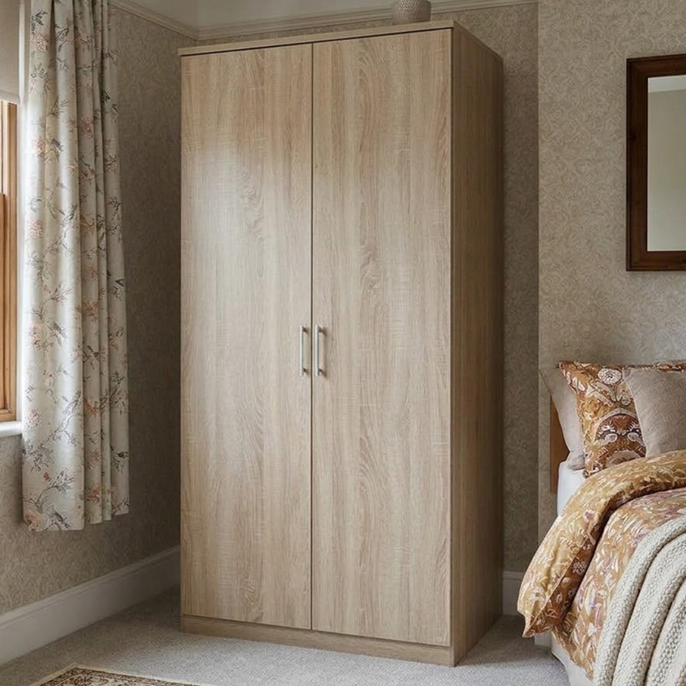 TJ'S Gerven 2 Door Oak Wardrobe Image 1