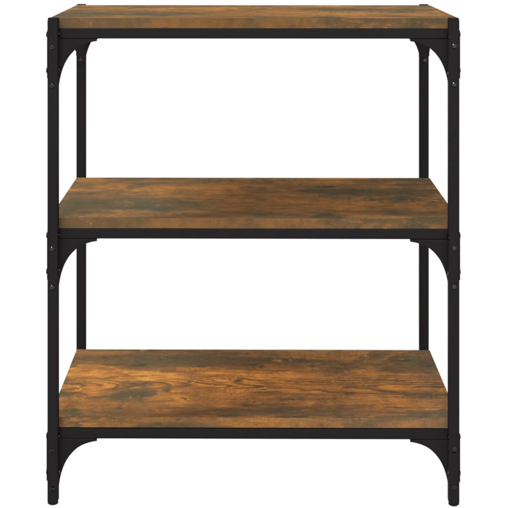 vidaXL 3 Shelf Smoked Oak Processed Wood and Steel Bookcase Image 5