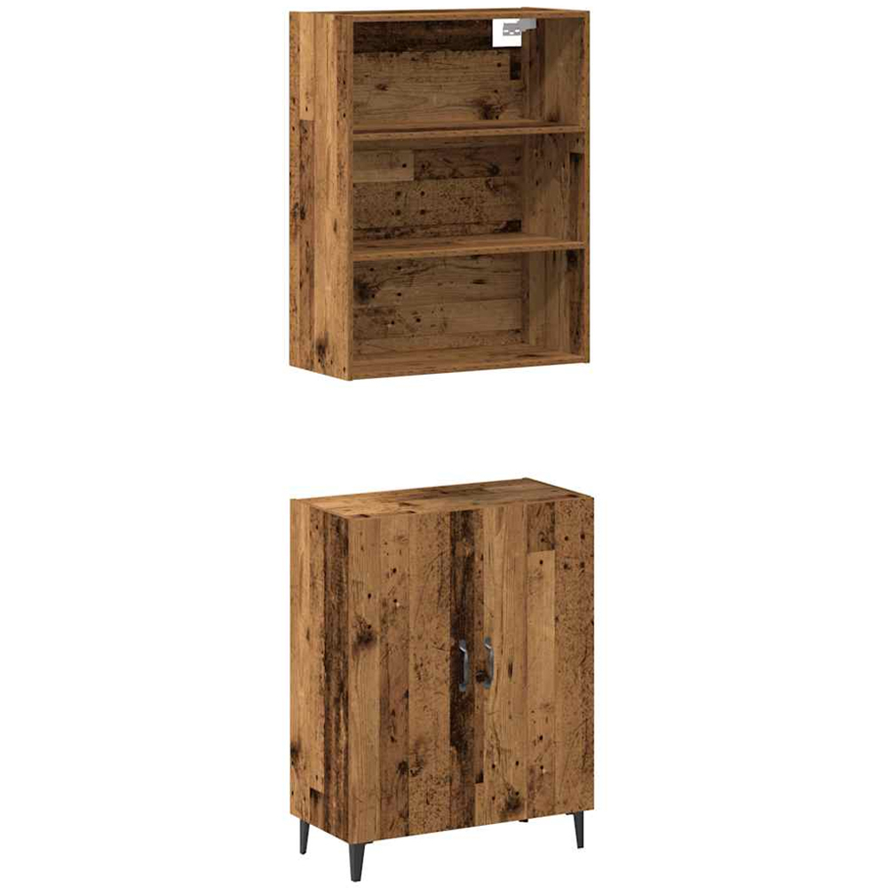 vidaXL 2 Door Old Wood Sideboard with Wall Cabinet Image 2