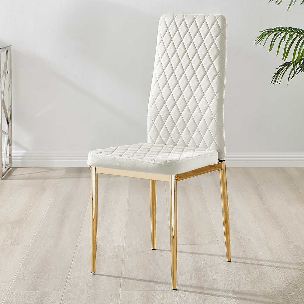 Furniturebox Lucia Valera 4 Seater Dining Set Grey Gloss Cream and Gold Image 4