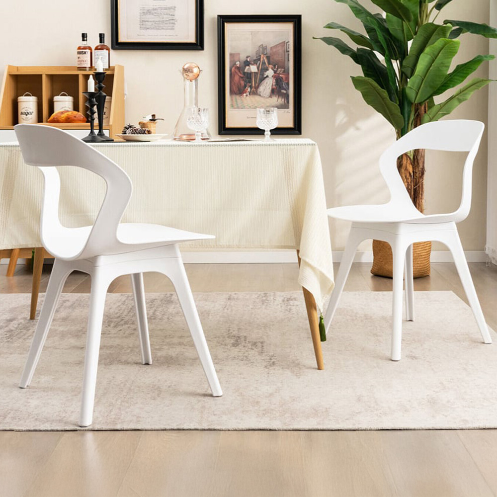 Costway Set of 2 White Wingback Dining Chairs Image 1