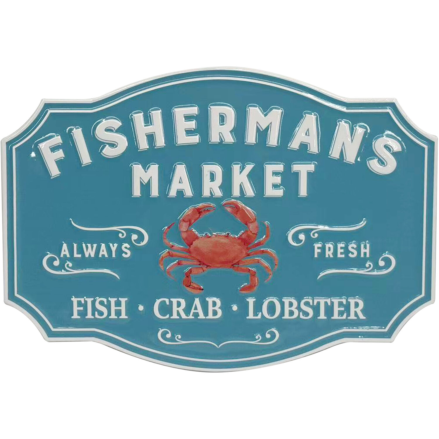 Fishermans Metal Sign Blue Image 1