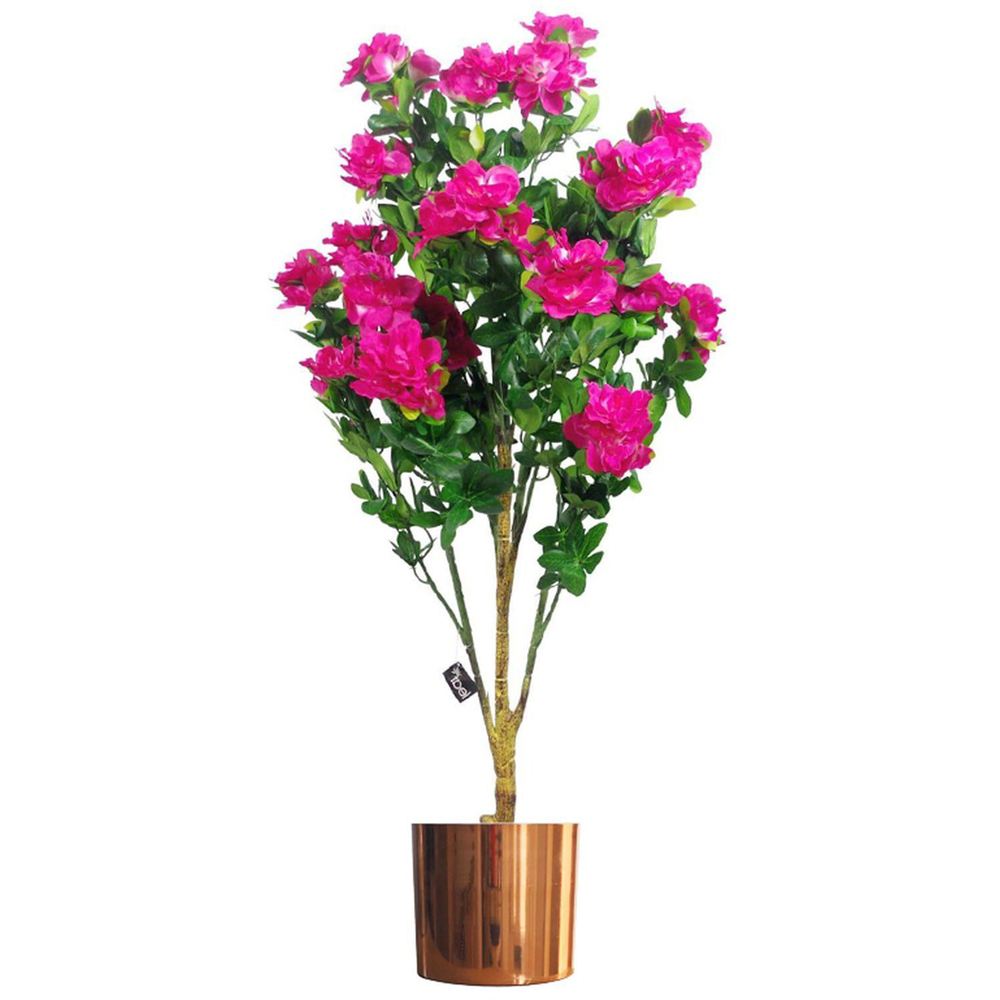 Leaf Pink Artificial Blossom Tree in Copper Planter 3.2ft Image 1