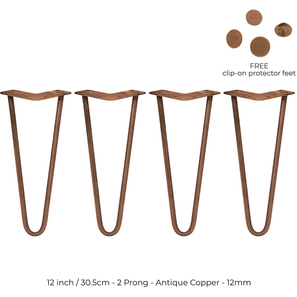 MonsterShop 2 Prong Antique Copper Hairpin Leg 305mm 4 Pack Image 5