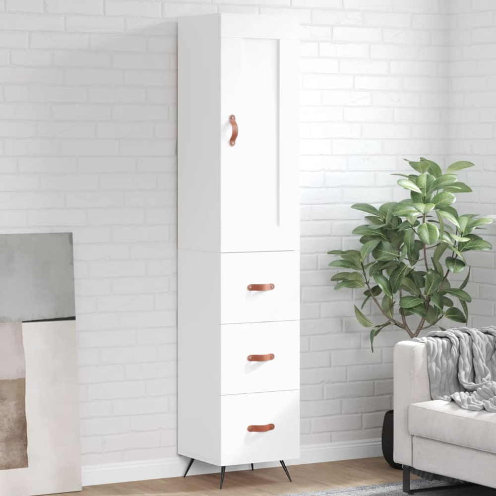 vidaXL Single Door 3 Drawer White Highboard Image 1