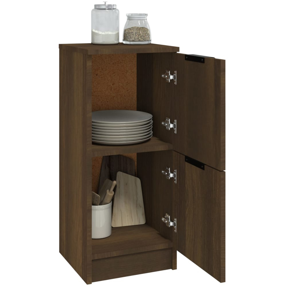 vidaXL 2 Door Brown Oak Narrow Sideboard Image 4