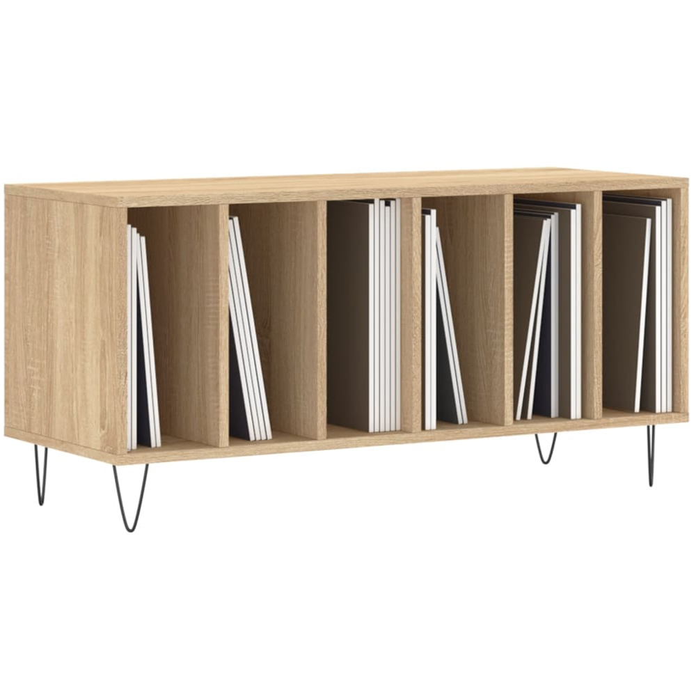 vidaXL 6 Shelf Sonoma Oak Record Cabinet Image 3
