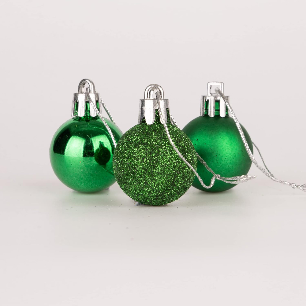 Shatchi 3cm Dark Green Shatterproof Christmas Bauble 24 Pack Image 3