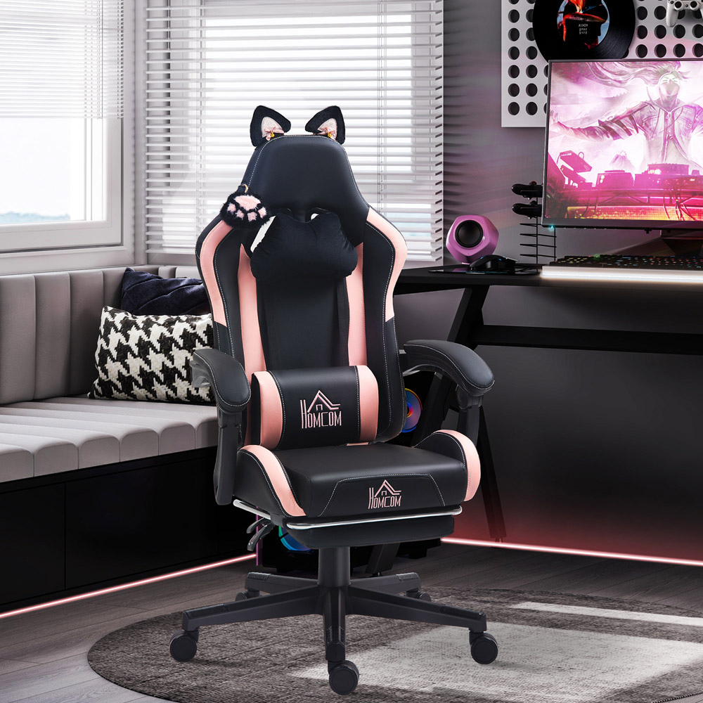 HOMCOM Black Reclining Gaming Chair with Footrest Image 3