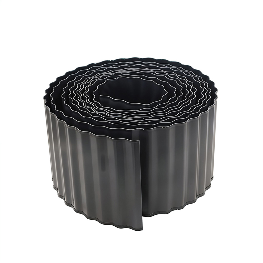 Living and Home 6m x 20.5cm Black Metal Corrugated Flexible Garden Edging Image 6